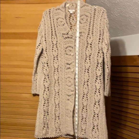 JJill Long Crocheted Cardigan with Covered Buttons - Picture 4 of 7